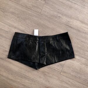 Black Leather Women Shorts